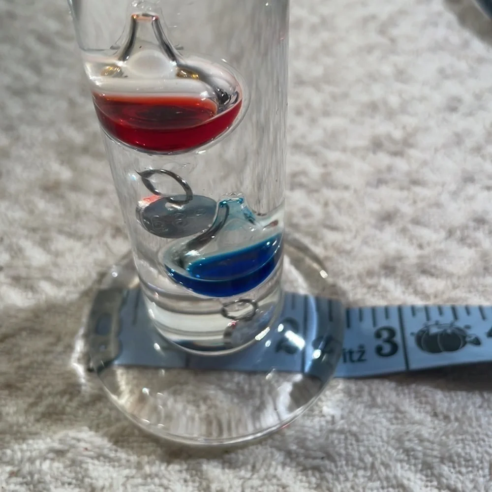 Galileo Teardrop Glass 4 Vial Standing Thermometer
